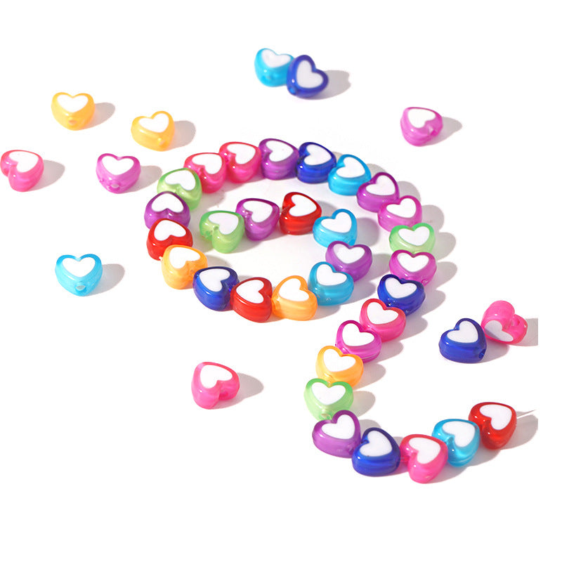 Wholesale 100pcs/pack Color Heart Acrylic Beads